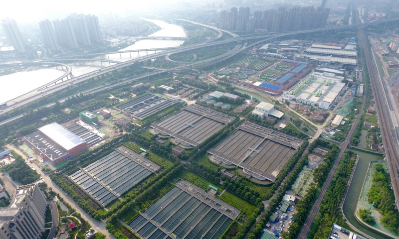 7月2日，無人機拍攝的福州洋里污水廠全景。（新華社記者 姜克紅 攝）