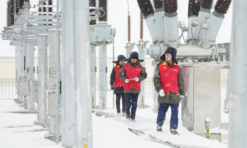 圖為國網蒙東電力共產黨員服務隊對110千伏索倫變電站開展特巡。