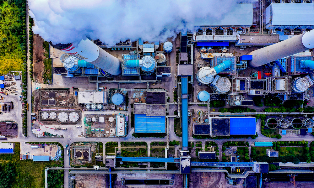 2022年10月12日拍攝的國家能源集團江蘇泰州電廠CCUS項目施工現場。李偲 攝