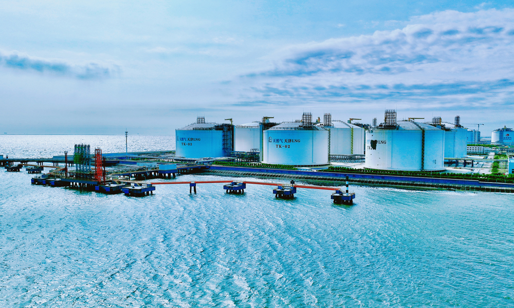 中國石化天然氣分公司天津LNG接收站二期項目建設現場。