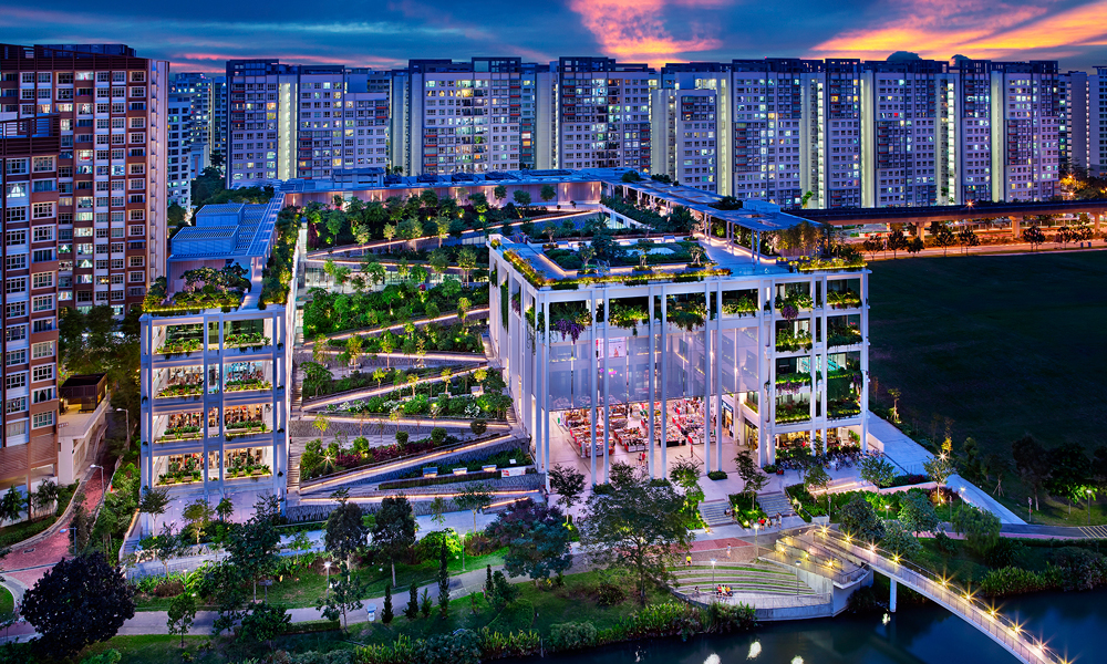 新加坡被稱為“花園城市”，中國建筑旗下中建南洋承建的綠洲臺（OASIS TERRACES）再塑獅城鄰里新中心，定義生活新姿態。綠洲臺位于新加坡榜鵝市鎮，毗鄰榜鵝水道生態公園。五層空間，七位一體，攬括綠植花園、社區廣場、教育設施、醫療中心、商業布局、組屋規劃、地鐵交通。