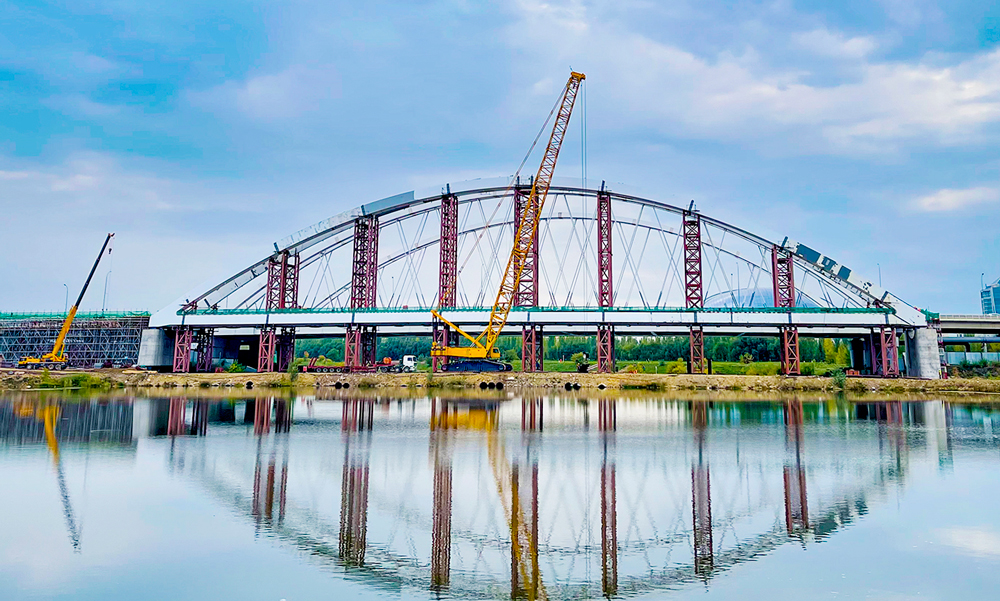 哈薩克斯坦阿斯塔納輕軌建設現(xiàn)場。