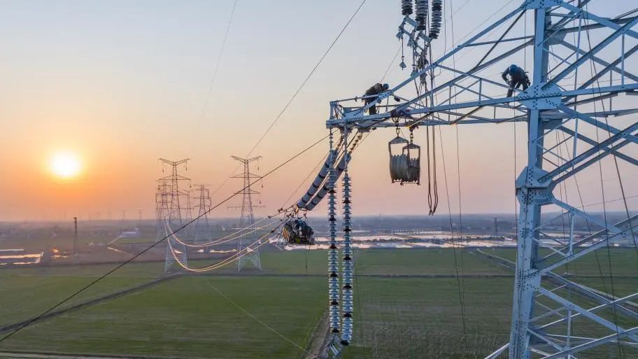 國家電網江蘇宿遷供電公司工作人員在220千伏陸集變電站進行設備消缺工作。