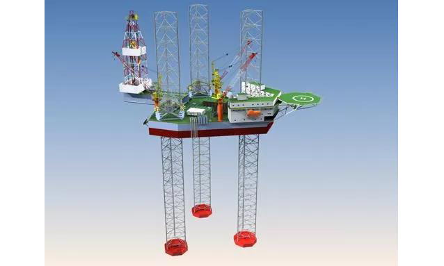 為確保站得住、立得牢，鉆井平臺將逐步為樁腿周圍的壓載艙注水，使樁腿深深扎根海底。這個過程通常要持續數十個小時。完成壓載后，船體上升至合適高度，正式啟動鉆完井作業。自升式鉆井平臺作業水深范圍可達167米。大多數自升式鉆井平臺的作業水深在76.2至91.44米范圍內。如果想要前往，更深的海域勘探，則需要全新的方式。圖為自升式鉆井平臺示意圖。