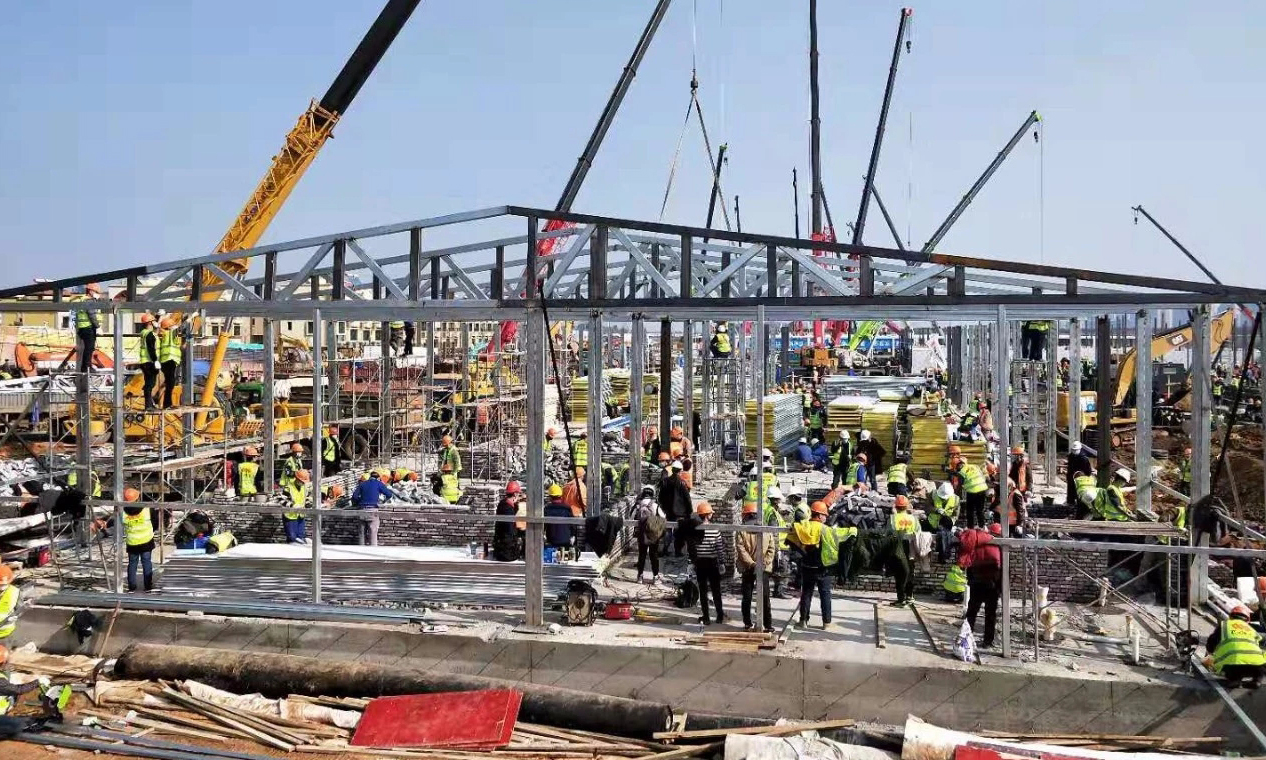 圖為火神山醫院施工現場。