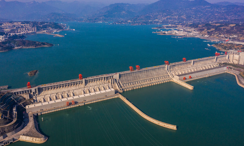 圖為2021年1月1日拍攝的三峽工程。新華社發（向紅梅 攝）